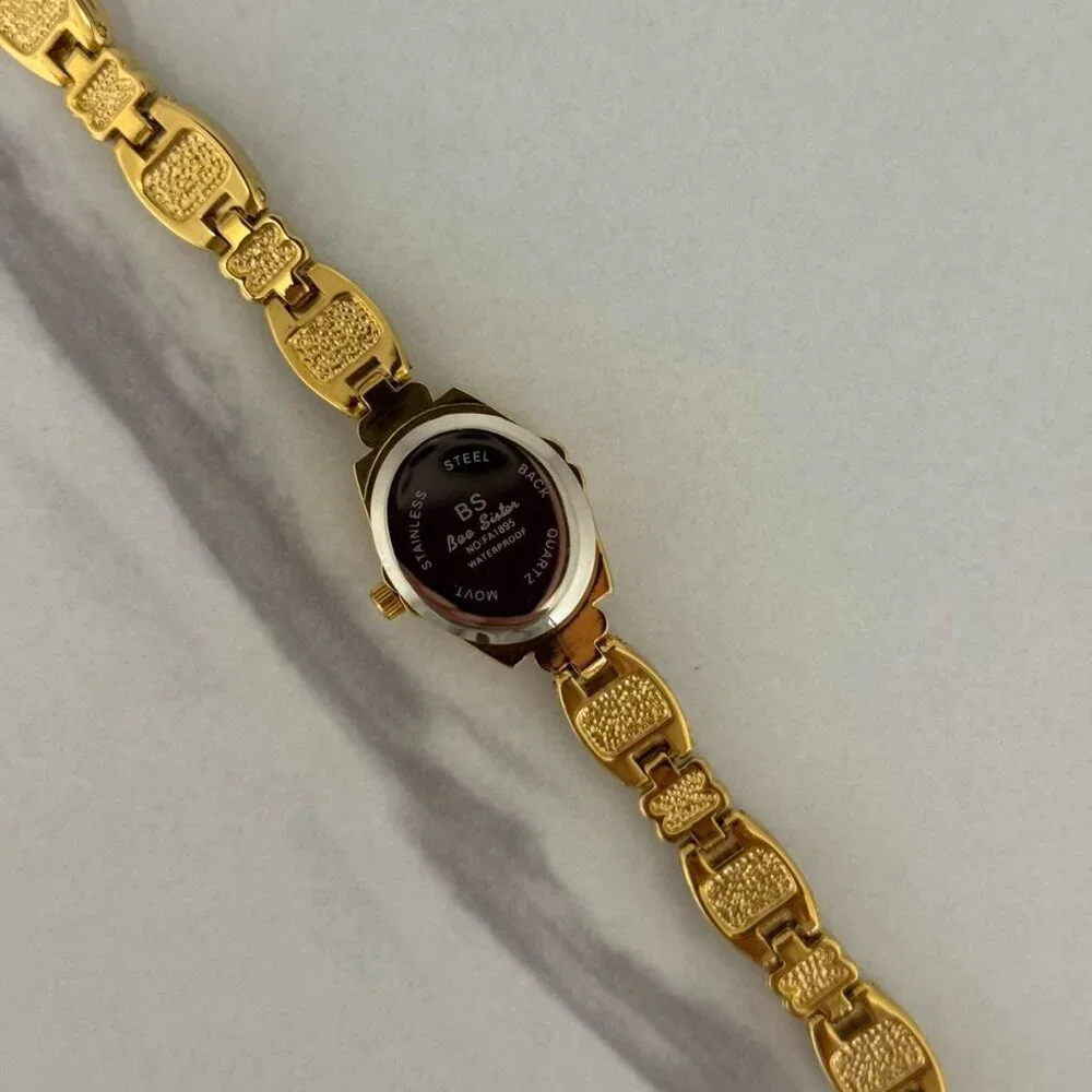 SKU0071Casual Gold Green Gemstones Women Fashion Watch‎ stainless steel+gift bag